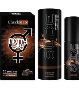 NottyBoy SLIDE Water Based Personal Lubricant and Intimate Massage Gel 100ml Chocolate Flavored Chocolate Flavored Condom Pack of 1x10pcs
