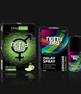 NOTTY BOY Lidocaine Delay Spray for Men 20gms with Apple Flavour Condom (Pack of 1 x 10 Pcs)