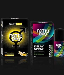 NottyBoy Lidocaine Delay Spray for Men 20gms with Banana Flavour Condom (Pack of 1x10 Pcs)
