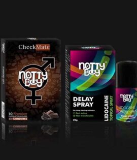 NottyBoy Lidocaine Delay Spray for Men 20gms with Chocolate Flavour Condom (Pack of 1x10 Pcs)