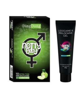 Notty Boy Long Last Delay Gel For Men 20gm & Green Apple Flavored Condom Pack of 1x10pcs