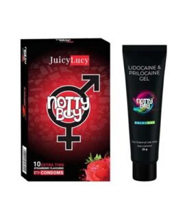 Notty Boy Long Last Delay Gel For Men 20gm & Strawberry Flavored Condom Pack of 1x10pcs