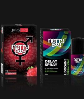 NottyBoy Lidocaine Delay Spray for Men 20gms with Strawberry Flavour Condom(Pack of 1x10 Pcs)