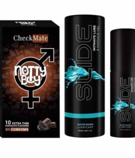 NottyBoy SLIDE Water Based Personal Lubricant and Intimate Massage Gel 100ml Thin Chocolate Flavored Condom Pack of 1X10pcs